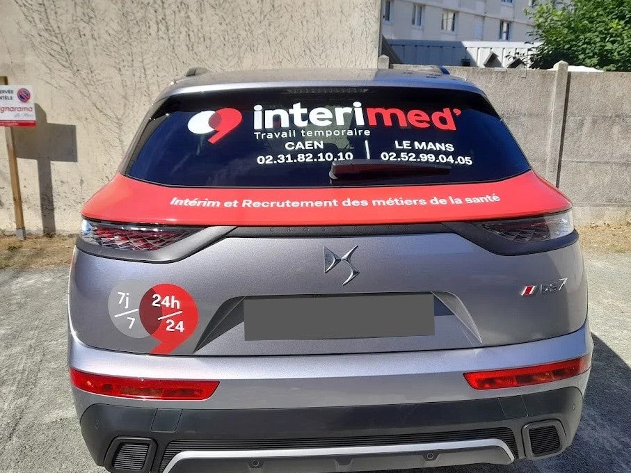 Habillage d'un véhicule pour Interimed' installé sur Le Mans & Caen par Signarama Le Mans