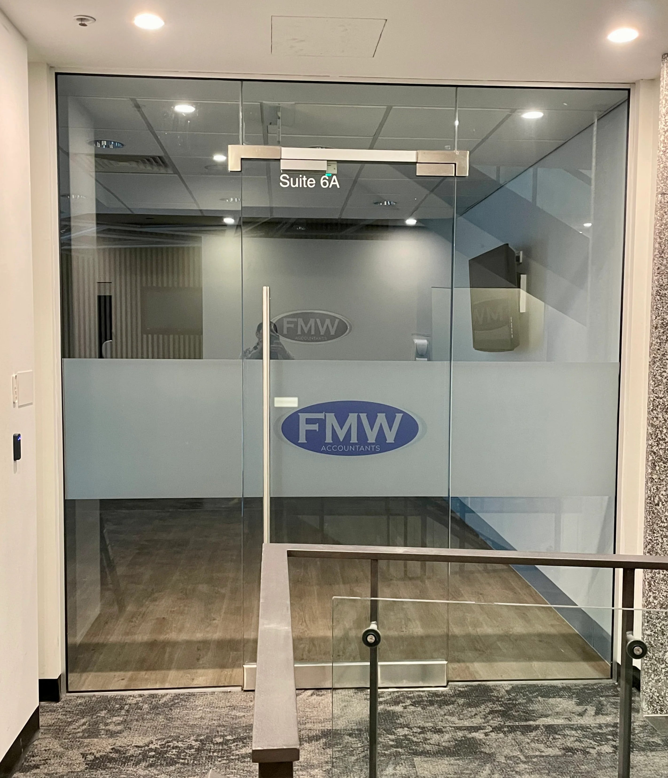 Reception Sign & Window Frosting - FMW Accountants - Ivanhoe.
