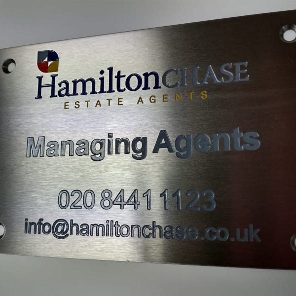 Hamilton Chase - engraved brushed stainless steel plaque
