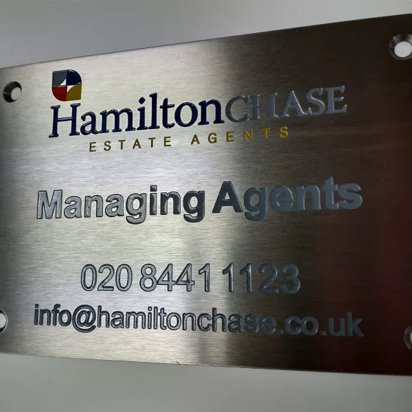 Hamilton Chase - engraved brushed stainless steel plaque