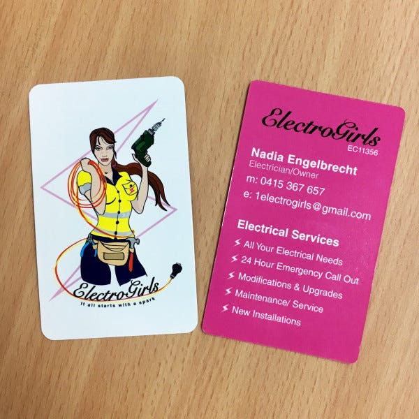 ElectroGirls Custom Designed Business Cards