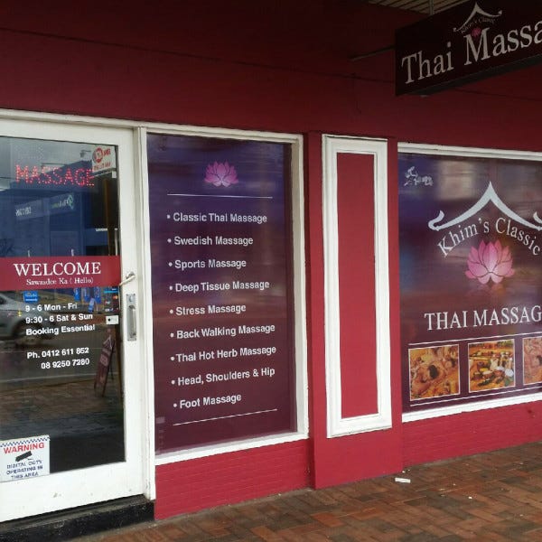 One Way Vision Window for a classic thai massage spa. The windows show the different massages along with some images