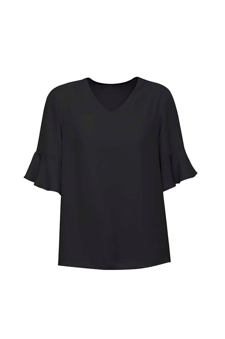 Aria Womens Fluted Sleeve Blouse