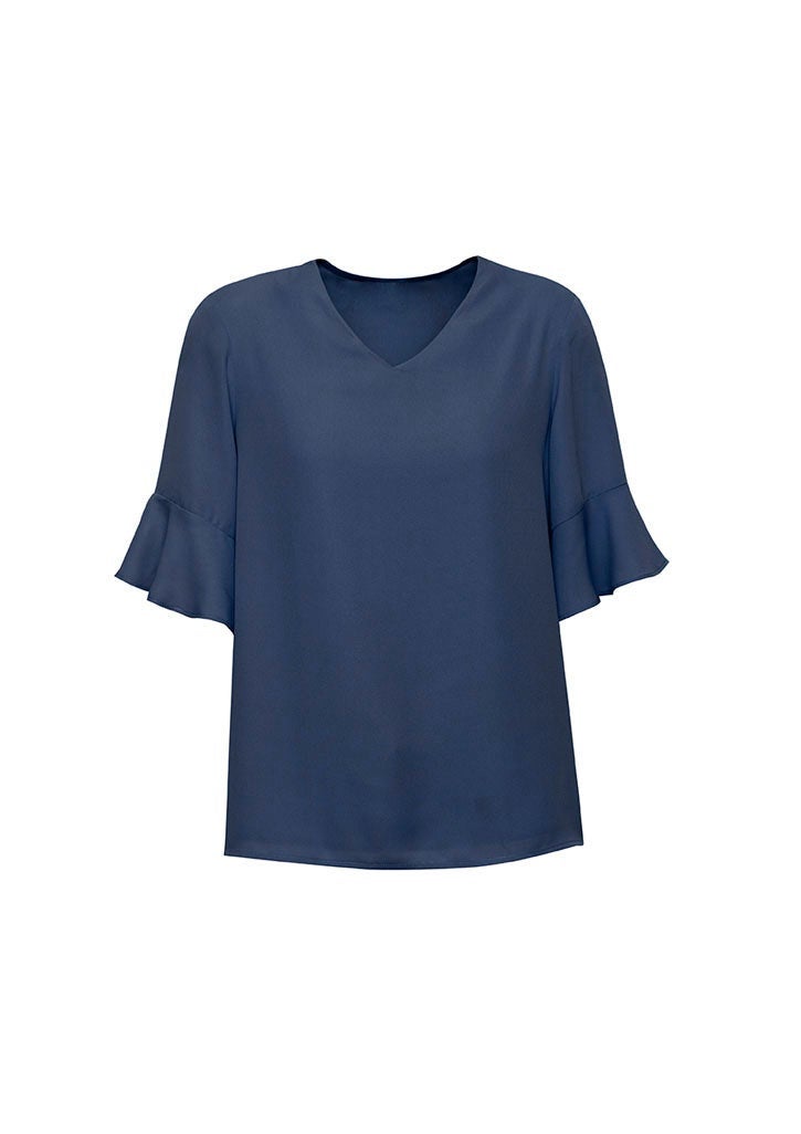 Aria Womens Fluted Sleeve Blouse