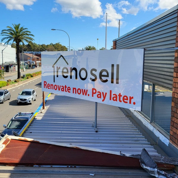 Framed signage - above awning