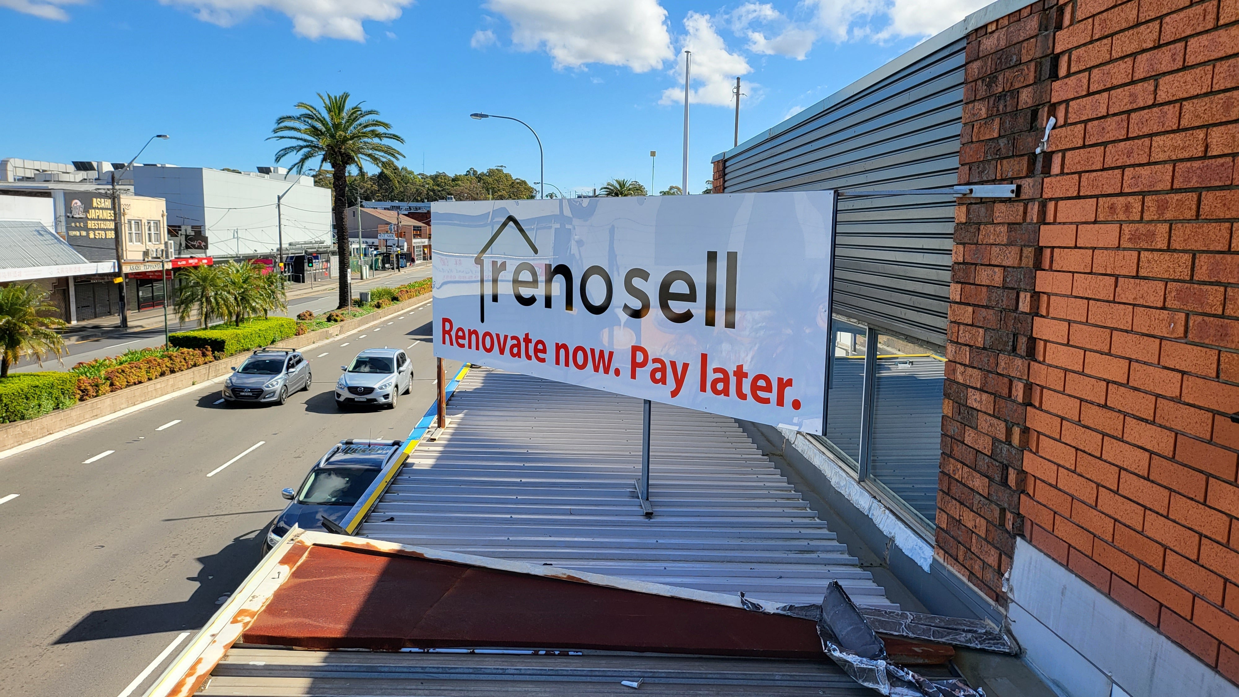 Framed signage - above awning