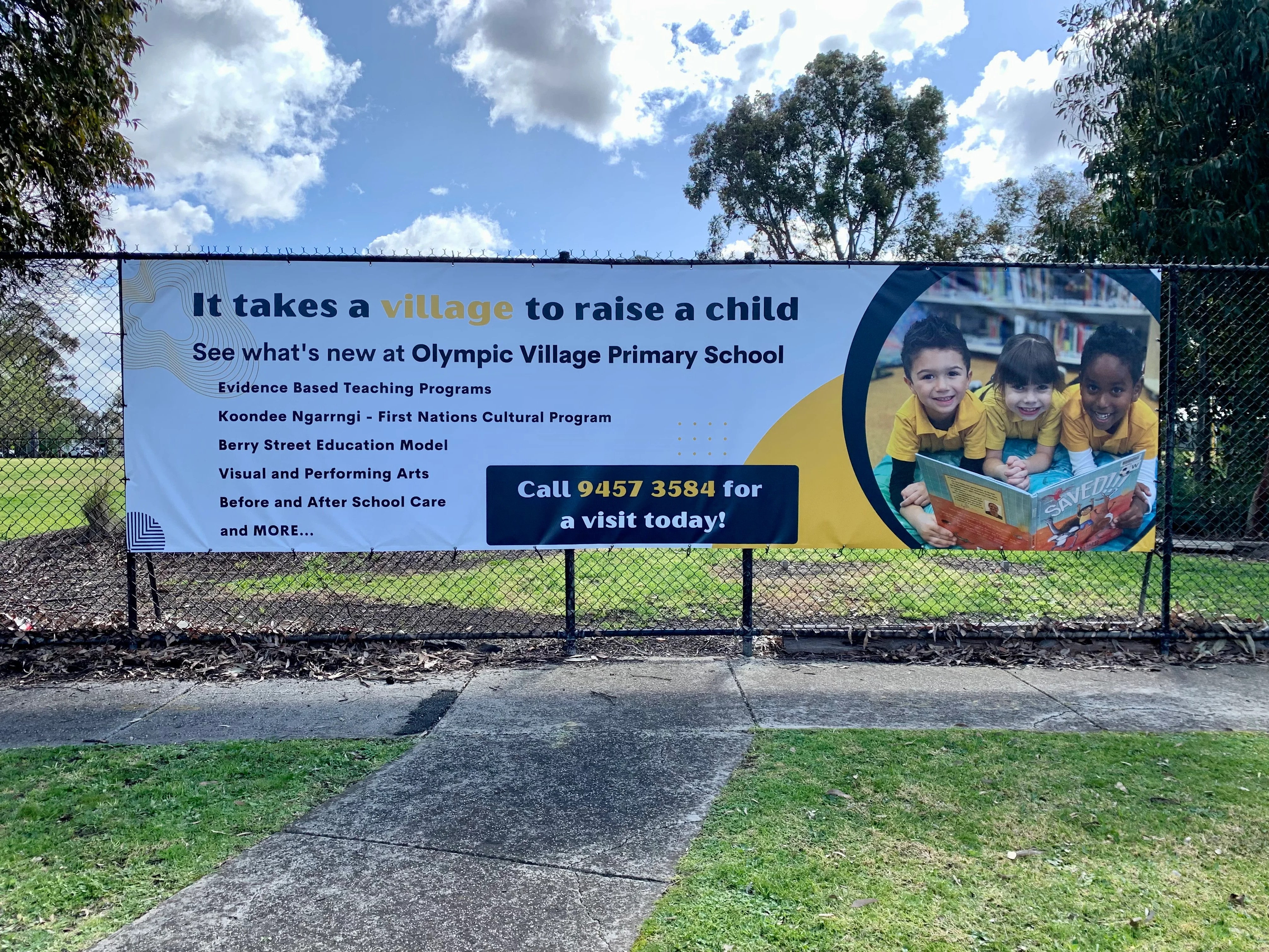 Fence Mesh Banners - Olympic Village Primary School - Heidelberg West.