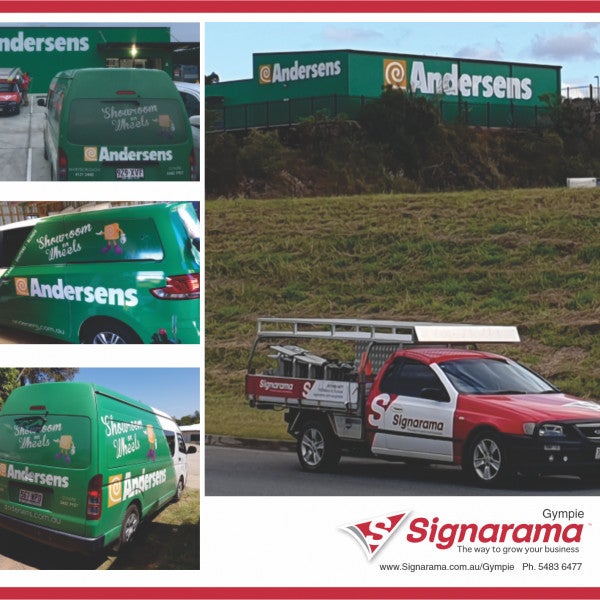 Andersens Carpet Gympie Building and vehicle signs