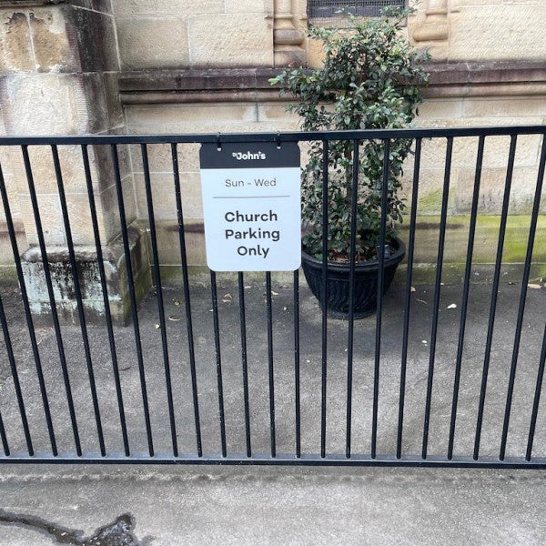 St Johns Church_Aluminium outdoor panel parking sign with digital print or vinyl on the face