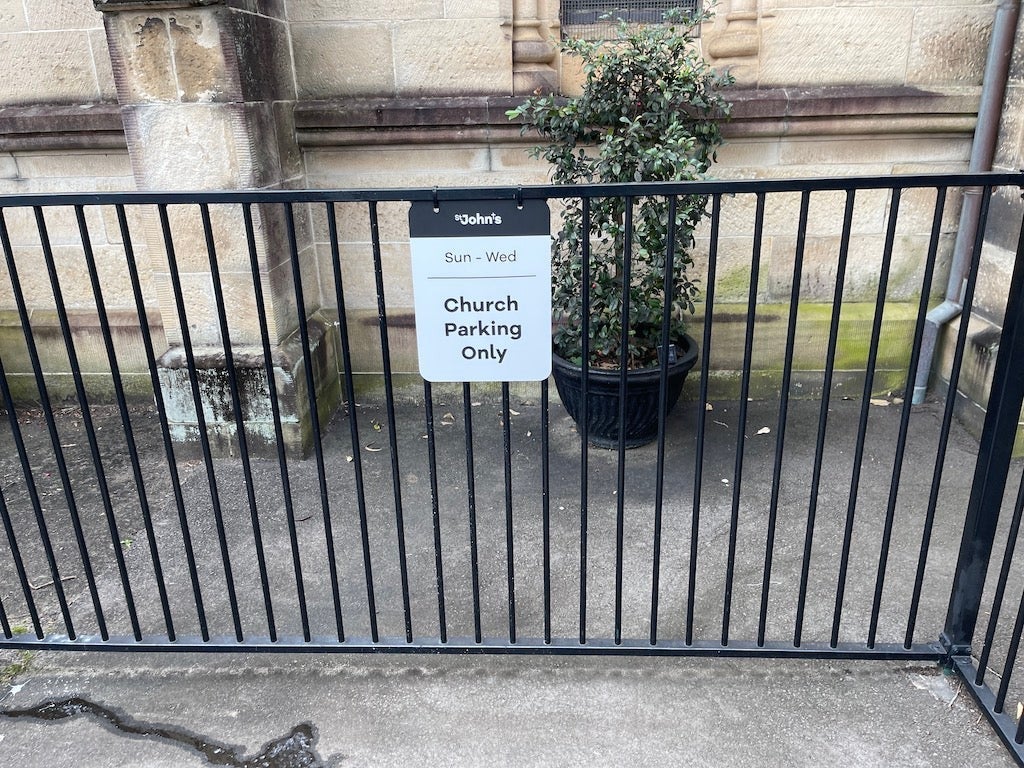 St Johns Church_Aluminium outdoor panel parking sign with digital print or vinyl on the face