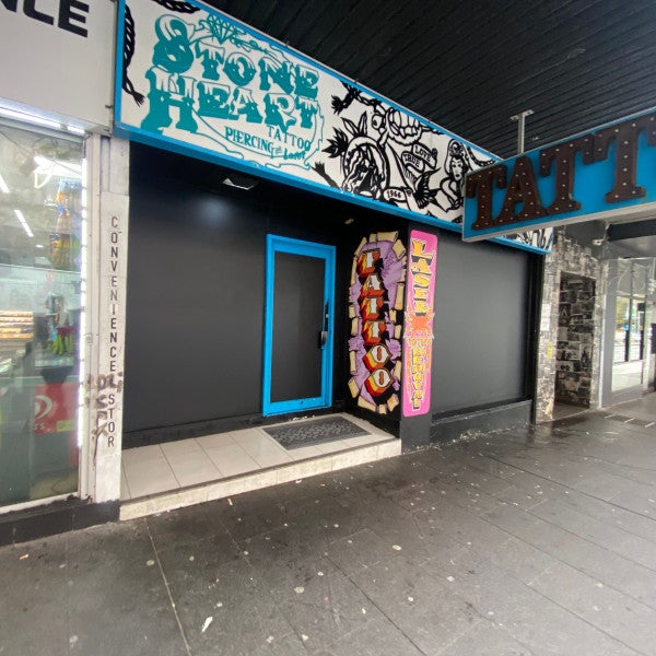 Stone Heart Tattoo Matte Black Vinyl on windows.1
