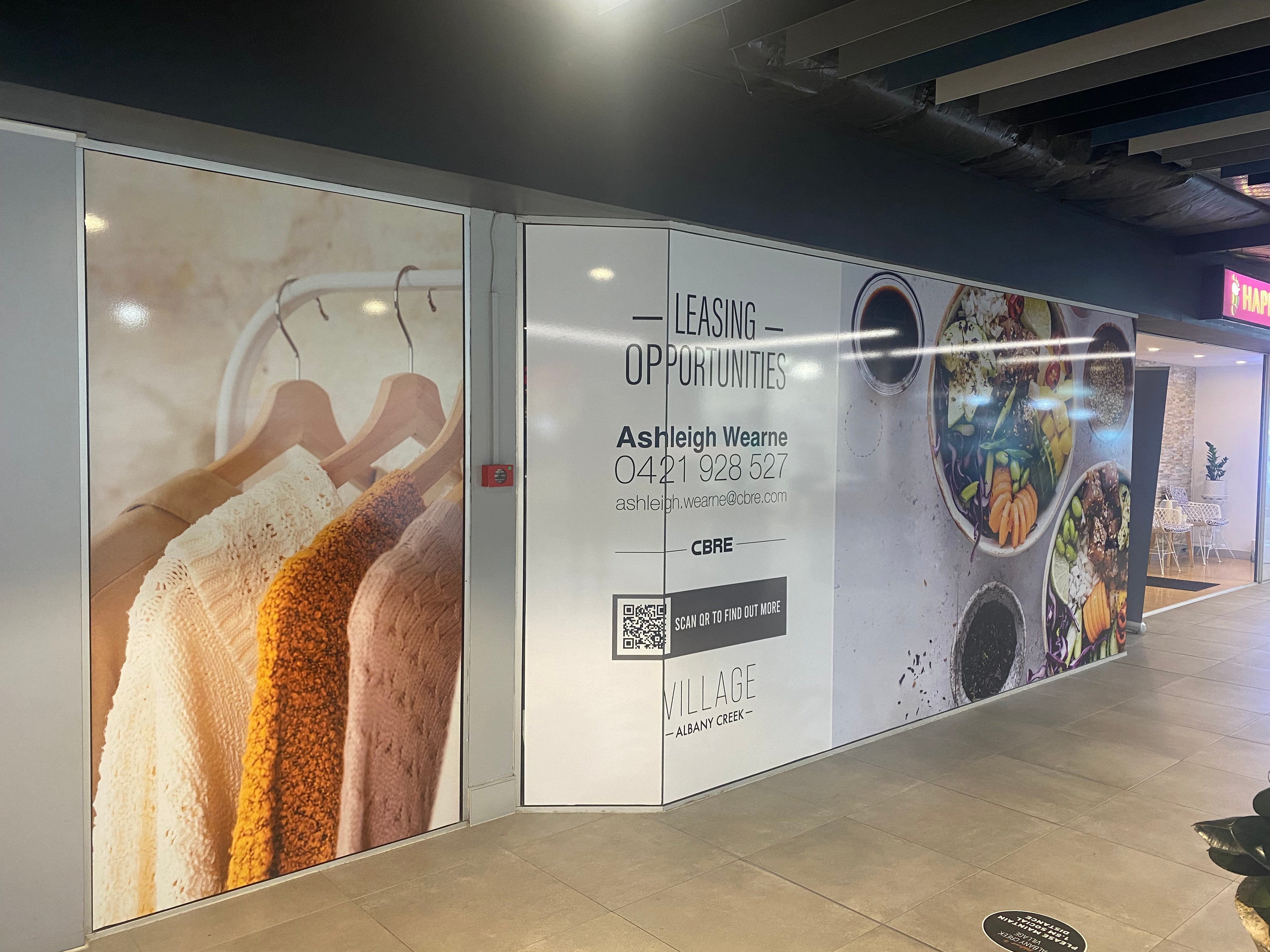 Retail Shopfront Window Graphics for Albany Creek Village Shopping Centre