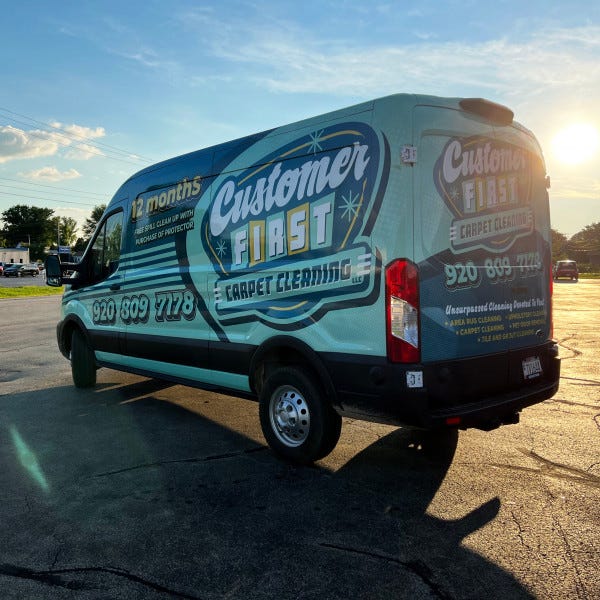 Full Van Wrap for Customer First Carpet Cleaning, Driver Side - Appleton WI