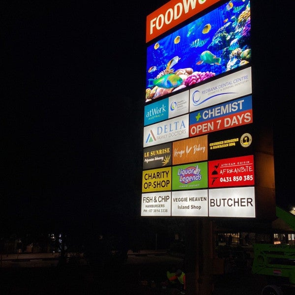 New digital signage and revamped lightboxes for this pylon.