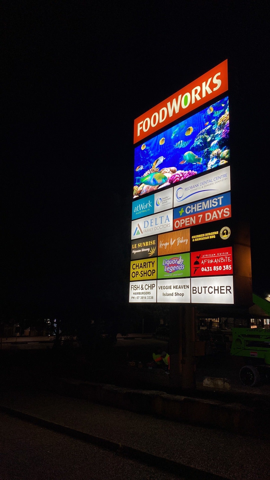 New digital signage and revamped lightboxes for this pylon.