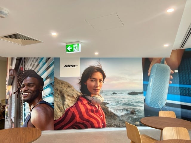 Check out on of our latest project for the Bose new office at Rhodes,This wall art brings a whole new meaning to wall signage on every grand scale.