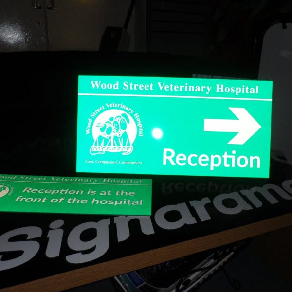 Wood Street Veterinary Reflective Signs