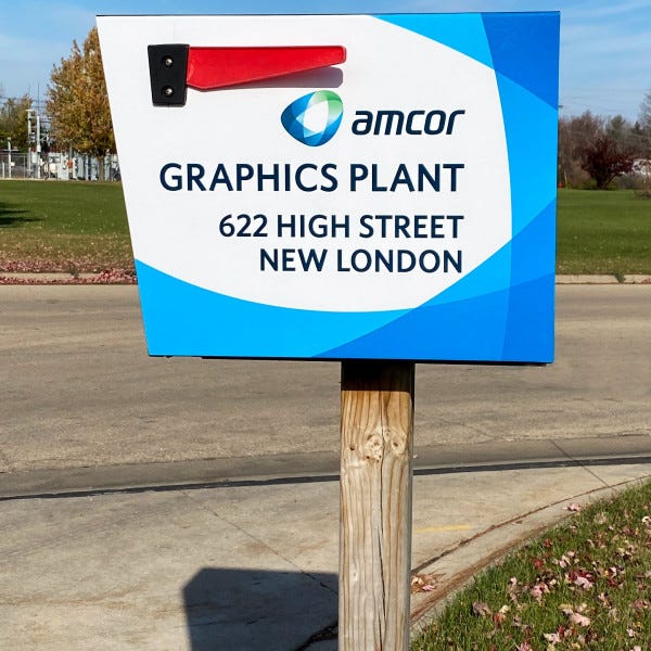 Mailbox Wrap for Amcor New London, Side 1 - Appleton WI