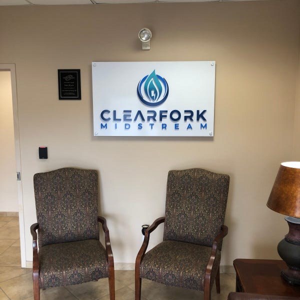 Dimensional Acrylic Lobby Sign Single Panel (Clearfork Midstream 3)