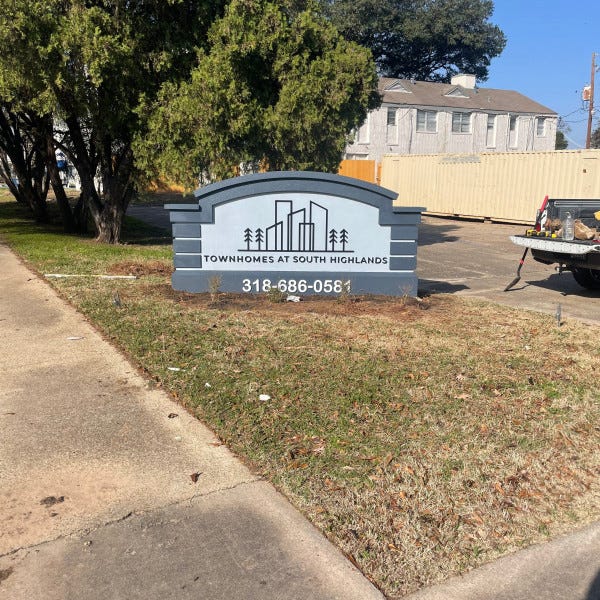 Monument Sign with Dimensional Logo and Lettering (Townhomes at South Highlands 2)