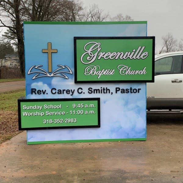 Monument Sign with Dimensional Logo & Lettering & Backlit Panels (Greenville Baptist Church 2)