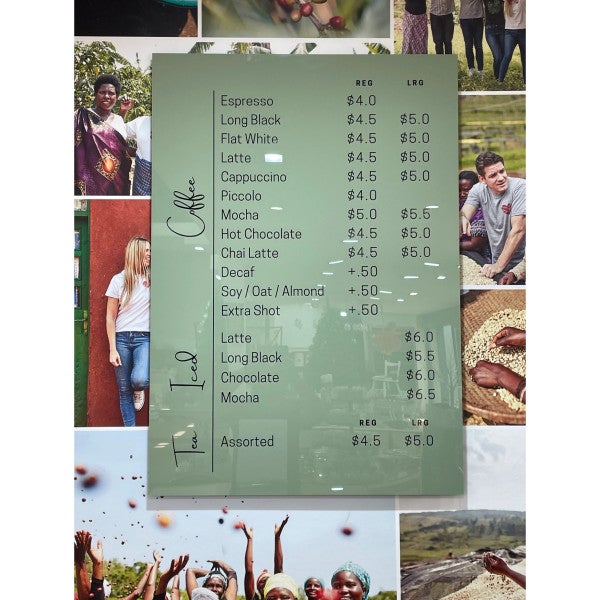 Menu Board - The Greenery Garden & Home - Heidelberg.