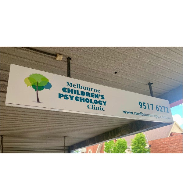 Awning Signage - Melbourne Children's Psychology Clinic - Ivanhoe.