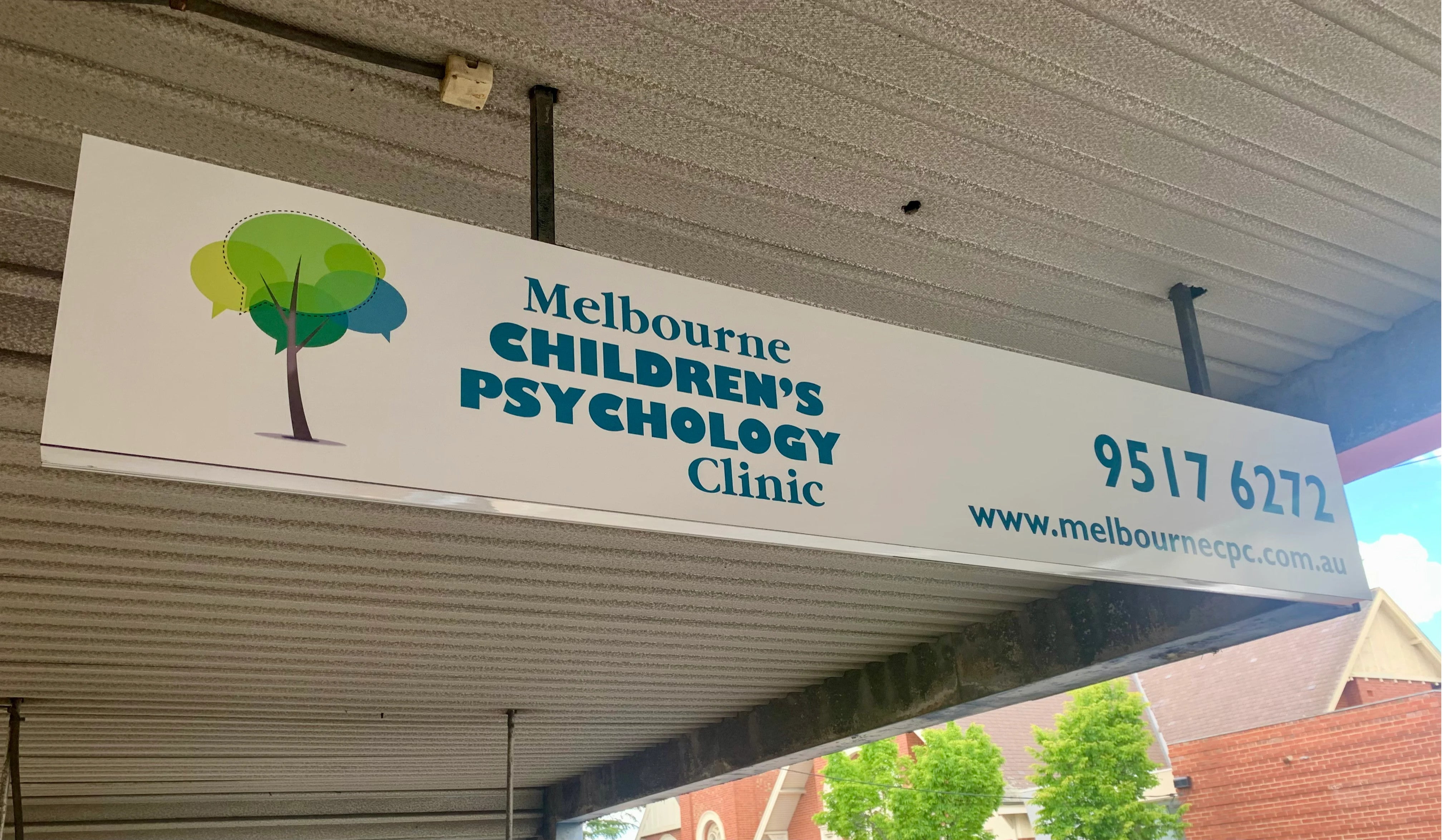 Awning Signage - Melbourne Children's Psychology Clinic - Ivanhoe.