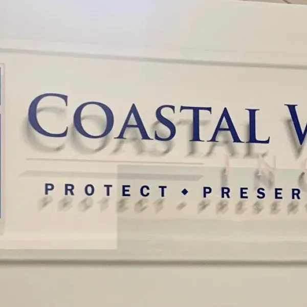 Printed logo on acrylic lobby sign