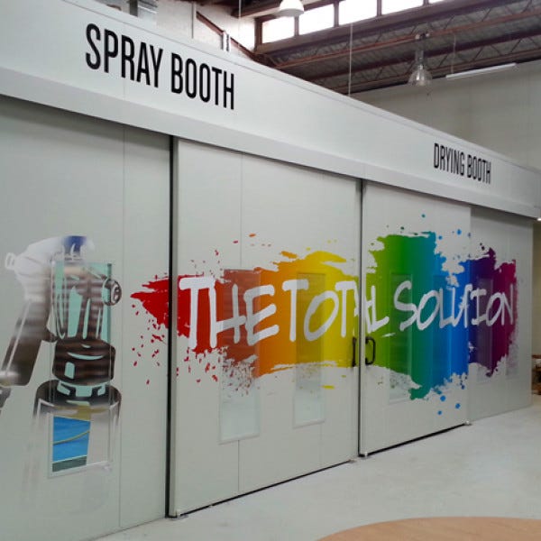Large Format Printing was used to create the branding on the doors to this paint booth
