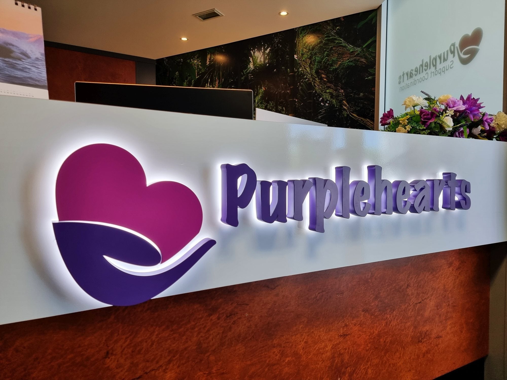 Purple Hearts Office Signage