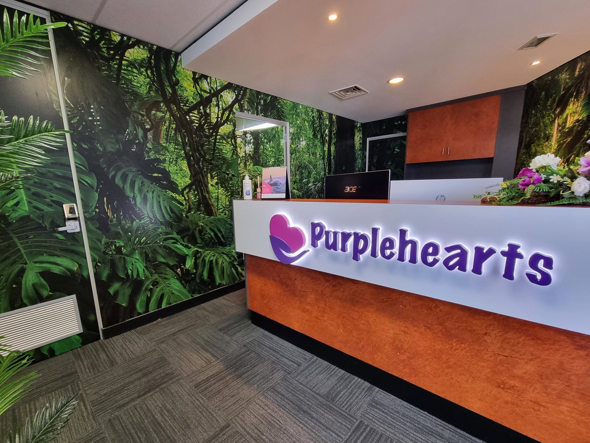 Purple Hearts Office Signage