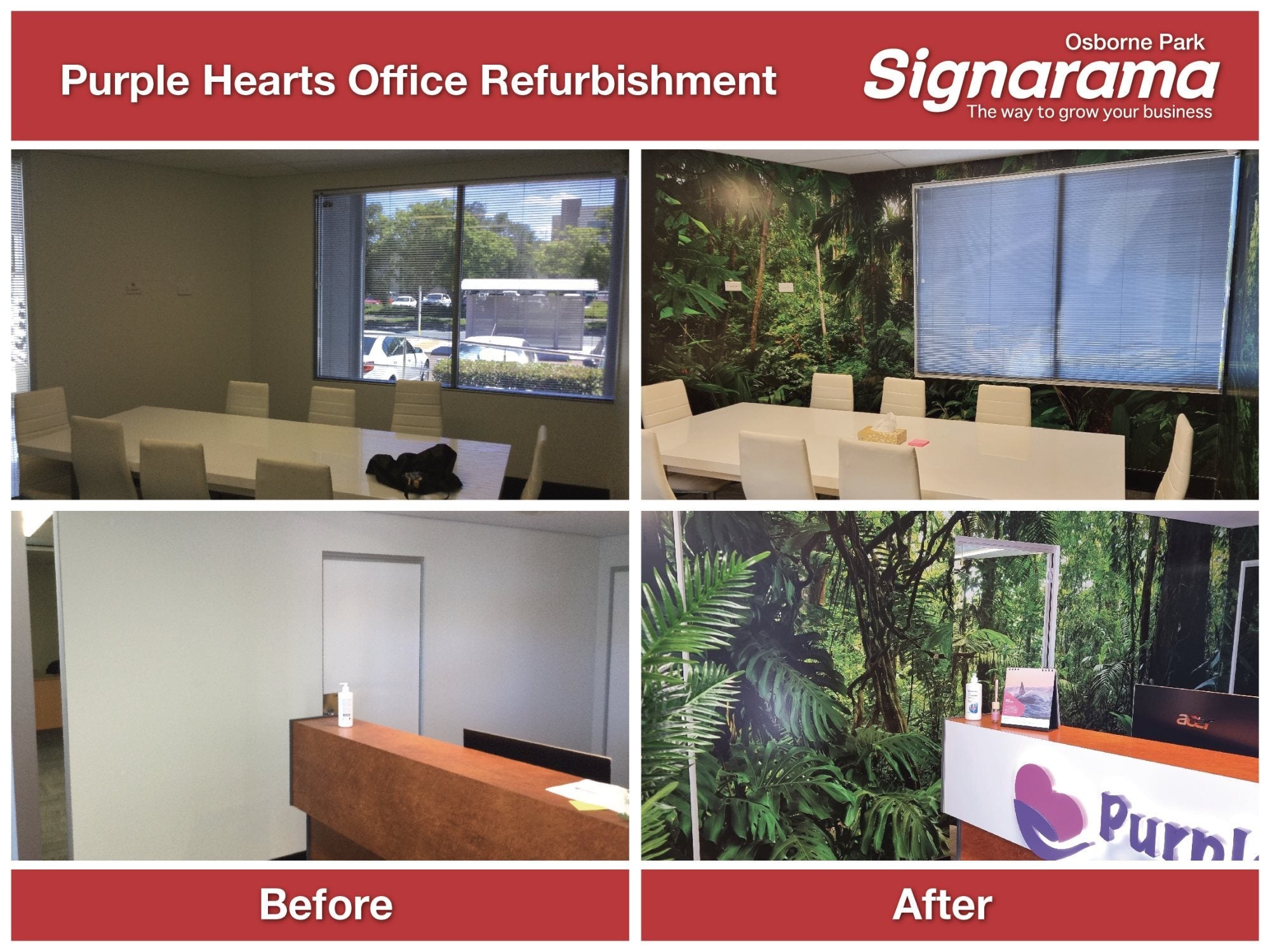 Purple Hearts Office Signage