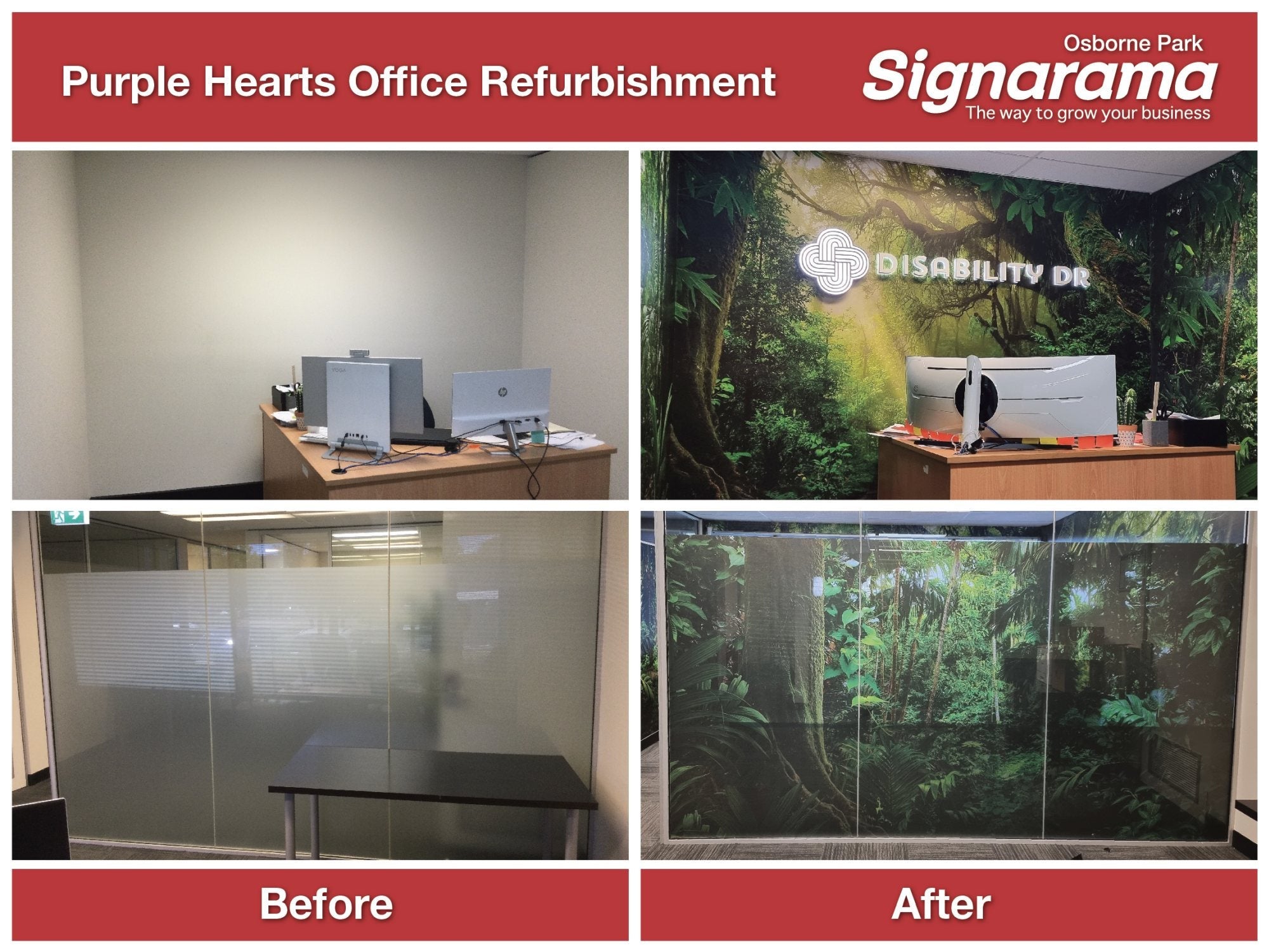Purple Hearts Office Signage