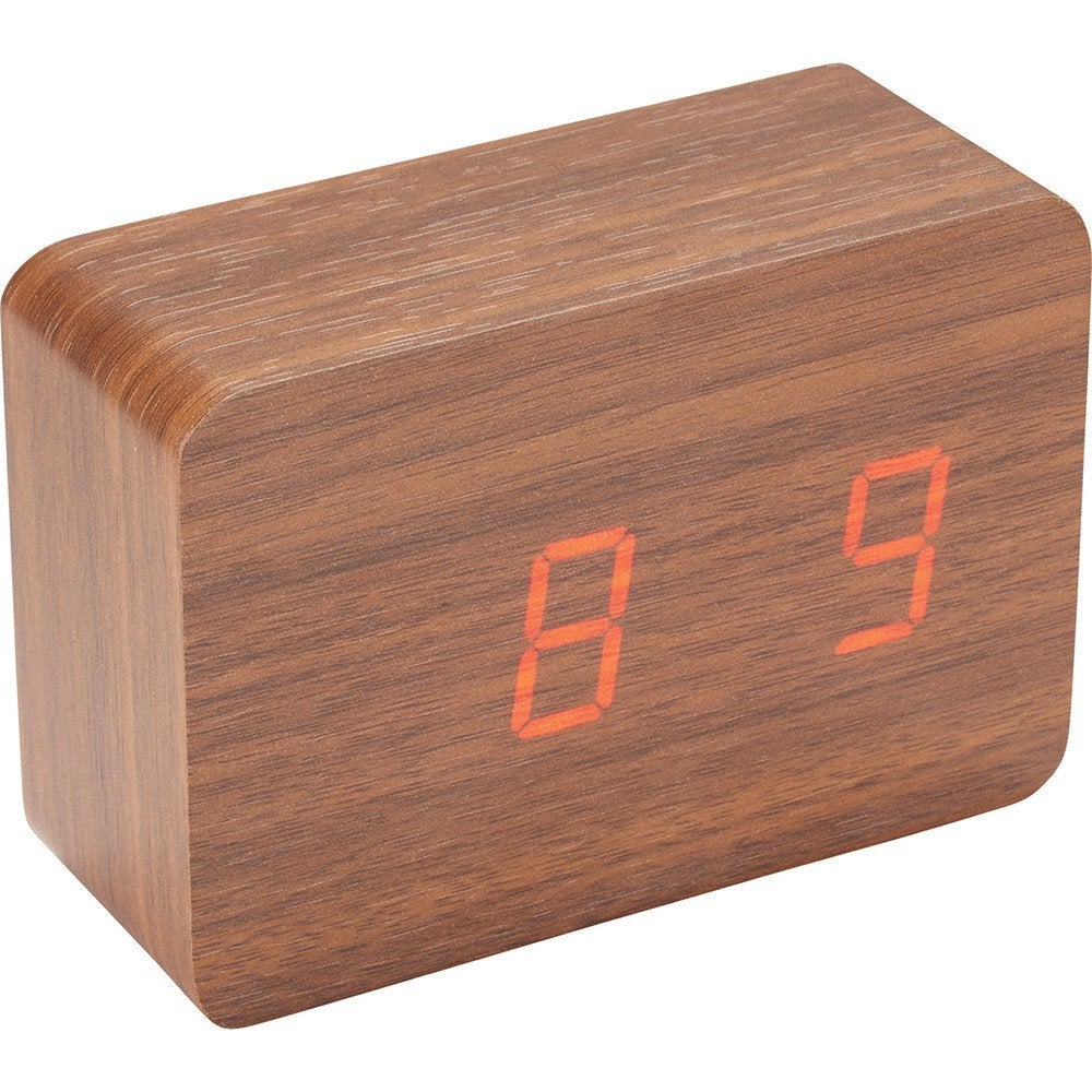 LED Display Clock - Wood