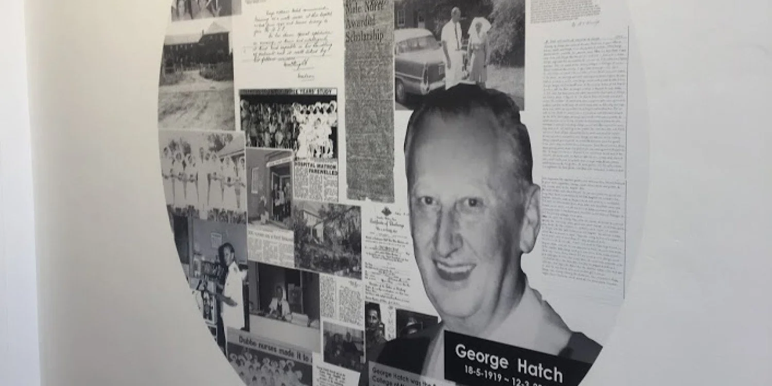Wall Decal collage of images remembrance of Dubbo base hospital first male nurse