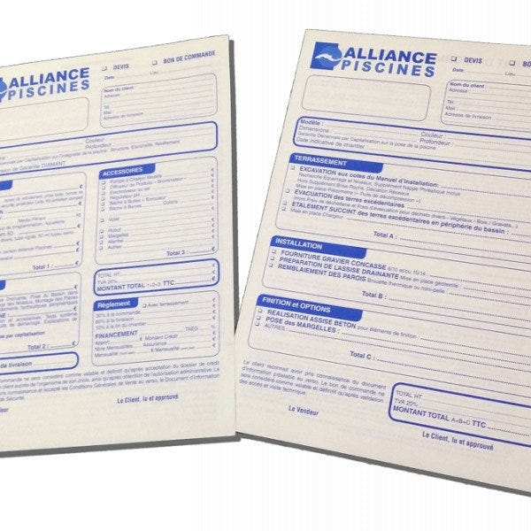 Autocopiant carbone liasse carnet