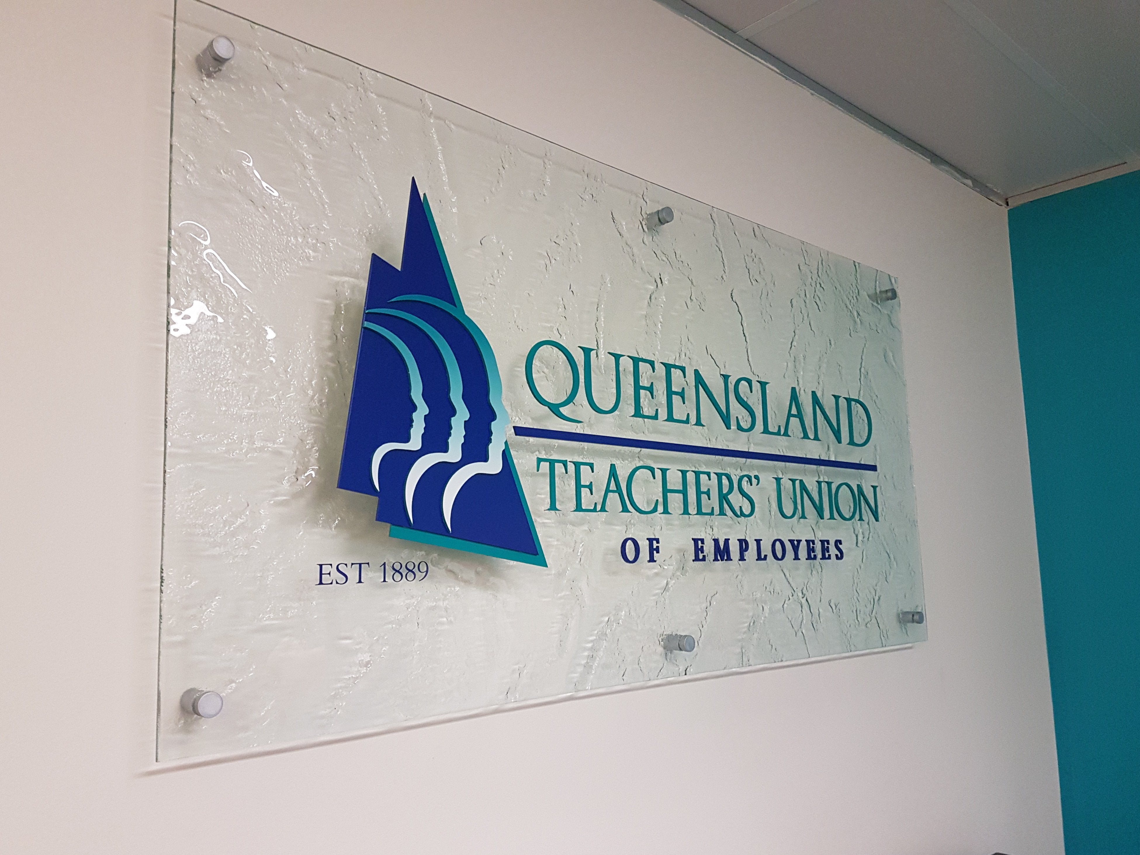 Queensland Teacher's Union - Slum Glass 3D Reception Sign