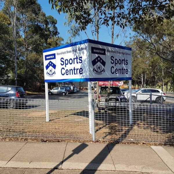 Mansfield State high School - V Shaped Post & Panel Sign