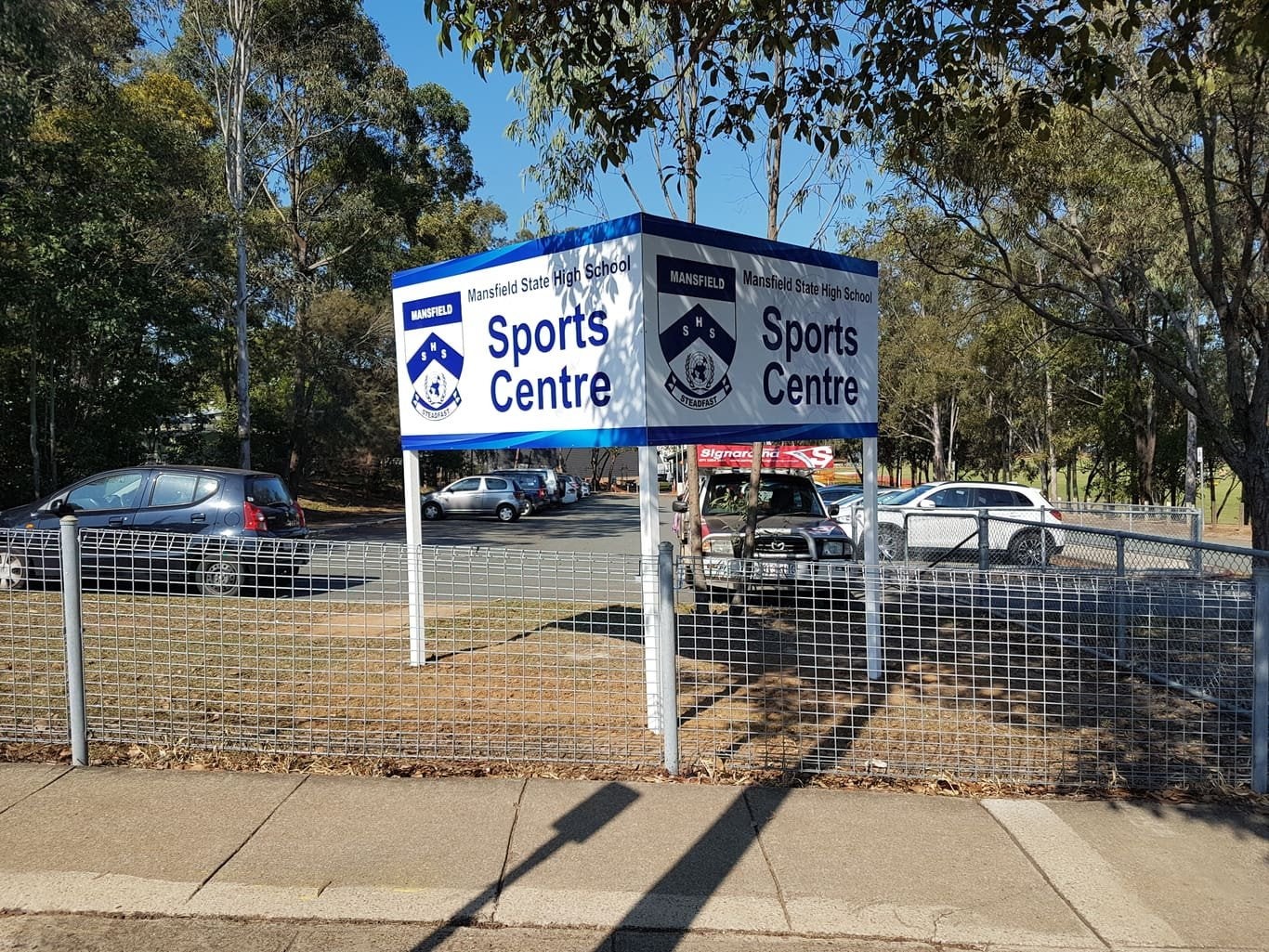 Mansfield State high School - V Shaped Post & Panel Sign