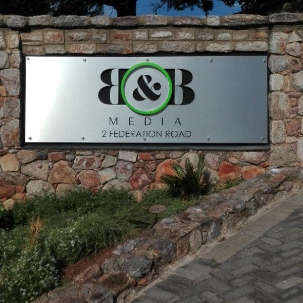 B&B Stencil sign with fabricated logo