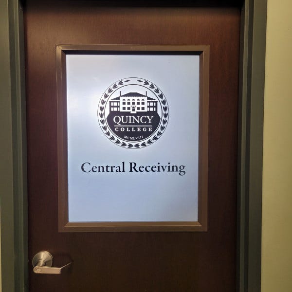 Frosted Window with Vinyl Lettering