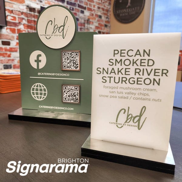 Signarama Brighton Menu Stands for Catering by Design