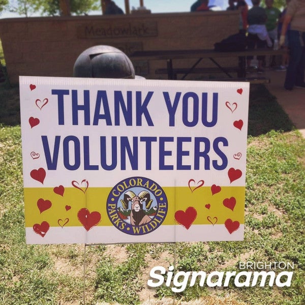 Signarama Brighton Volunteer Yard Signs for Barr Lake State Park
