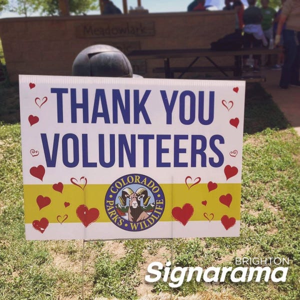 Signarama Brighton Volunteer Yard Signs for Barr Lake State Park