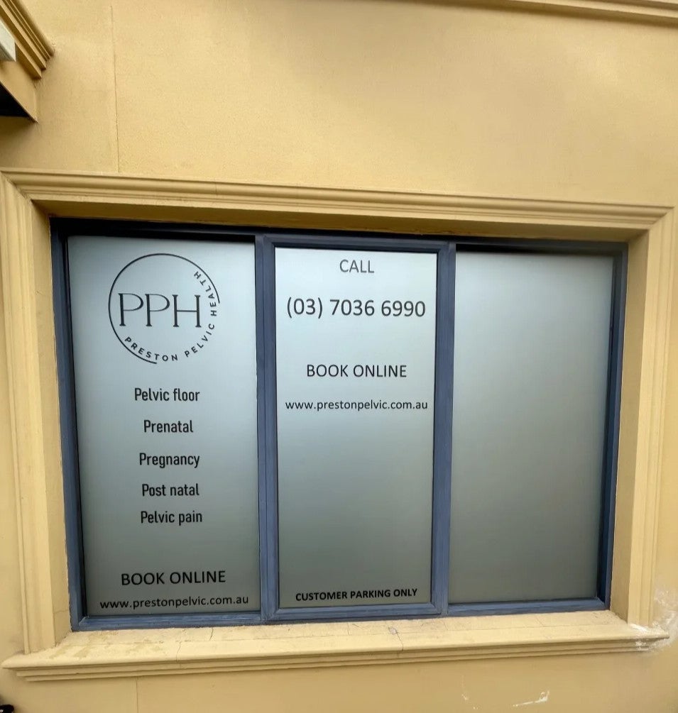 Window Frosting - Preston Physio.