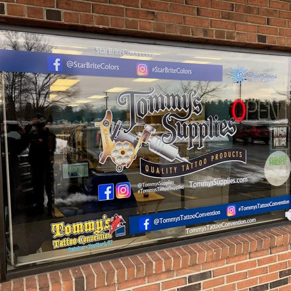 Tommy's Supplies Window Graphics