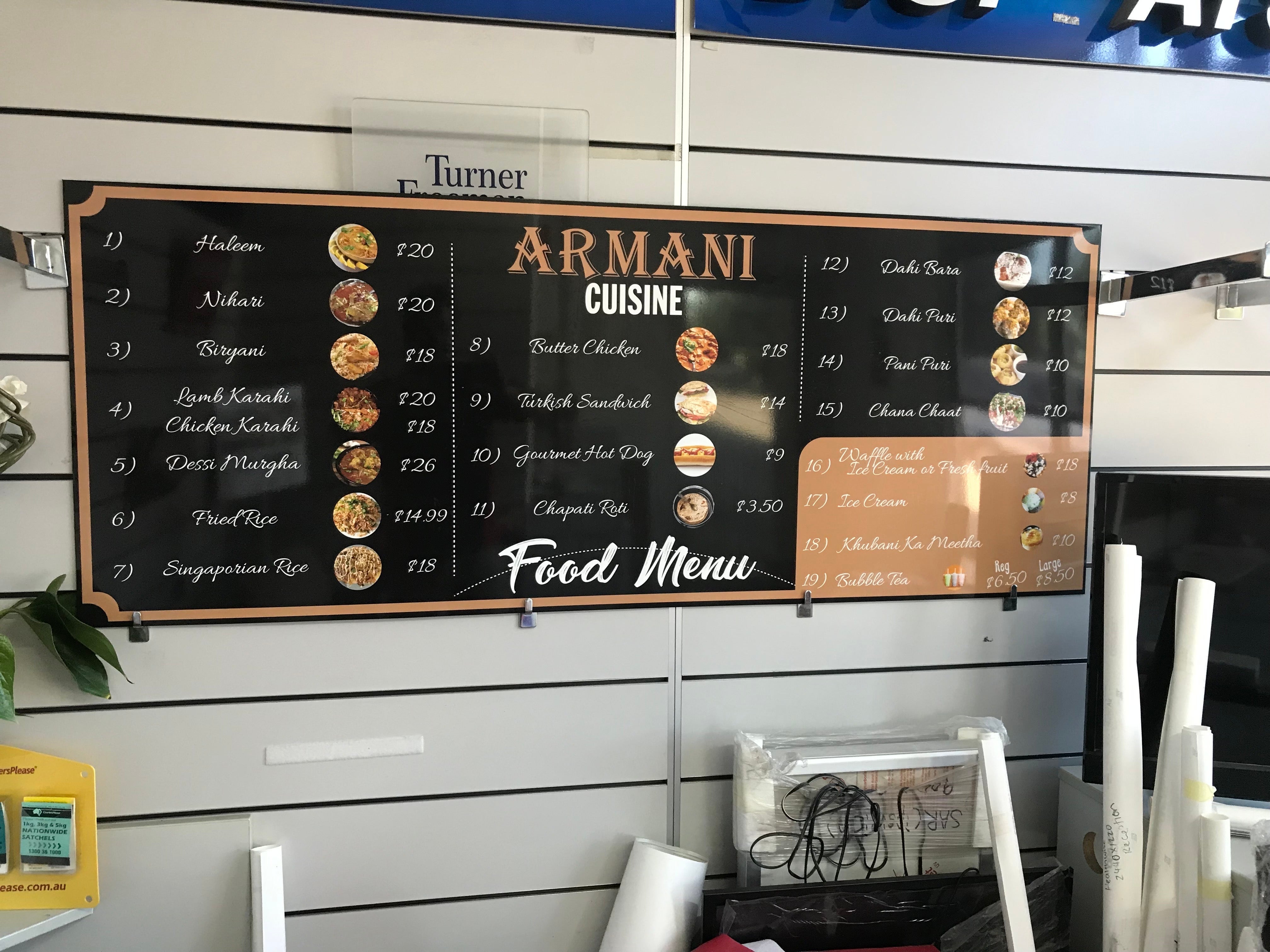 Menu Board for Armani