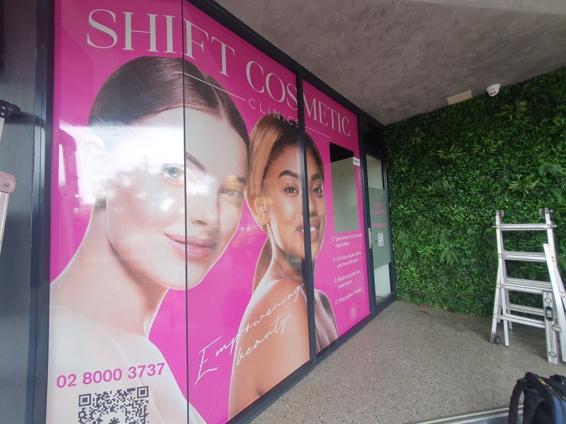 Our one way vision signage is a game changer for your new storefront - advertise your business in style whilst maintaining privacy, with Frost for Door and Acrylic for Reception sign