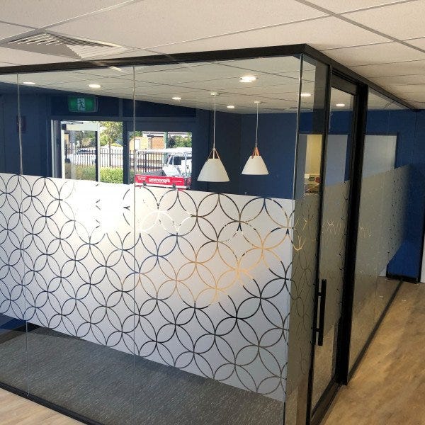 Privacy Window Frosting in an office boardroom